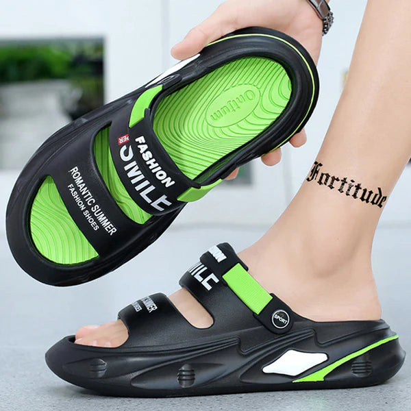 Chunky, padded sandals with a sponge-like grip